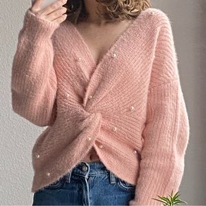 Coquette Style Pink Pearl Sweater